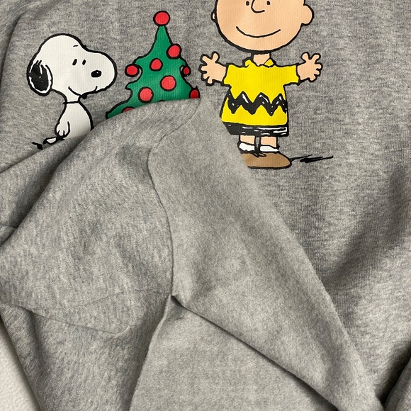 Charlie Brown Snoopy Christmas Sweatshirt, Gray Crop Top, Junior XL, New - Picture 7 of 7